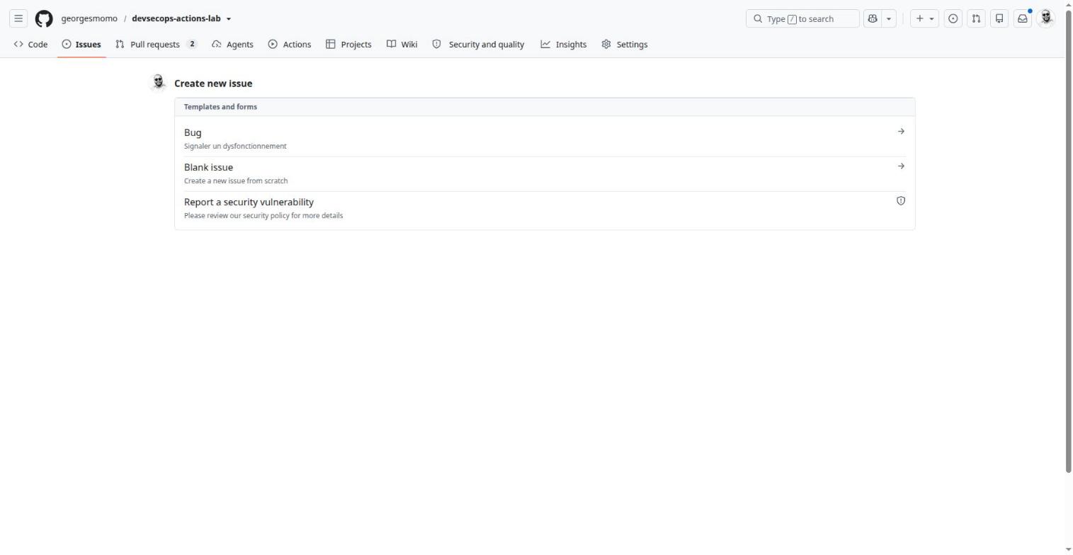 The New issue chooser listing a Bug form, a blank issue and a private vulnerability report