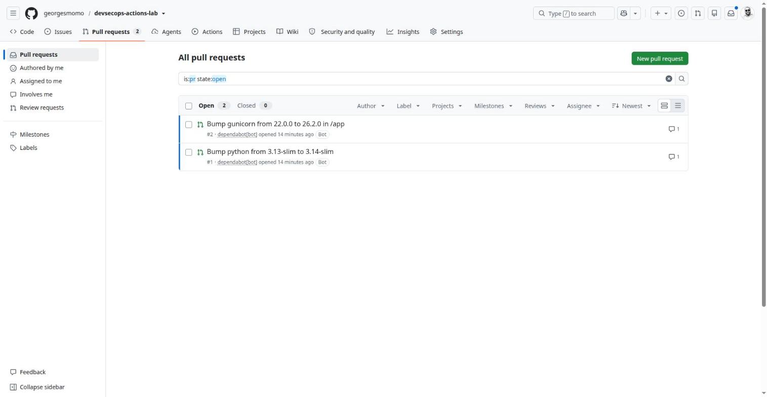 The pull requests list with two Dependabot pull requests