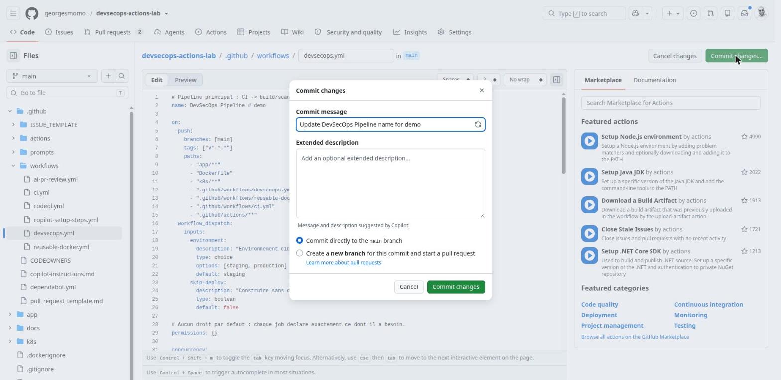 The commit dialog with a suggested message and two commit options