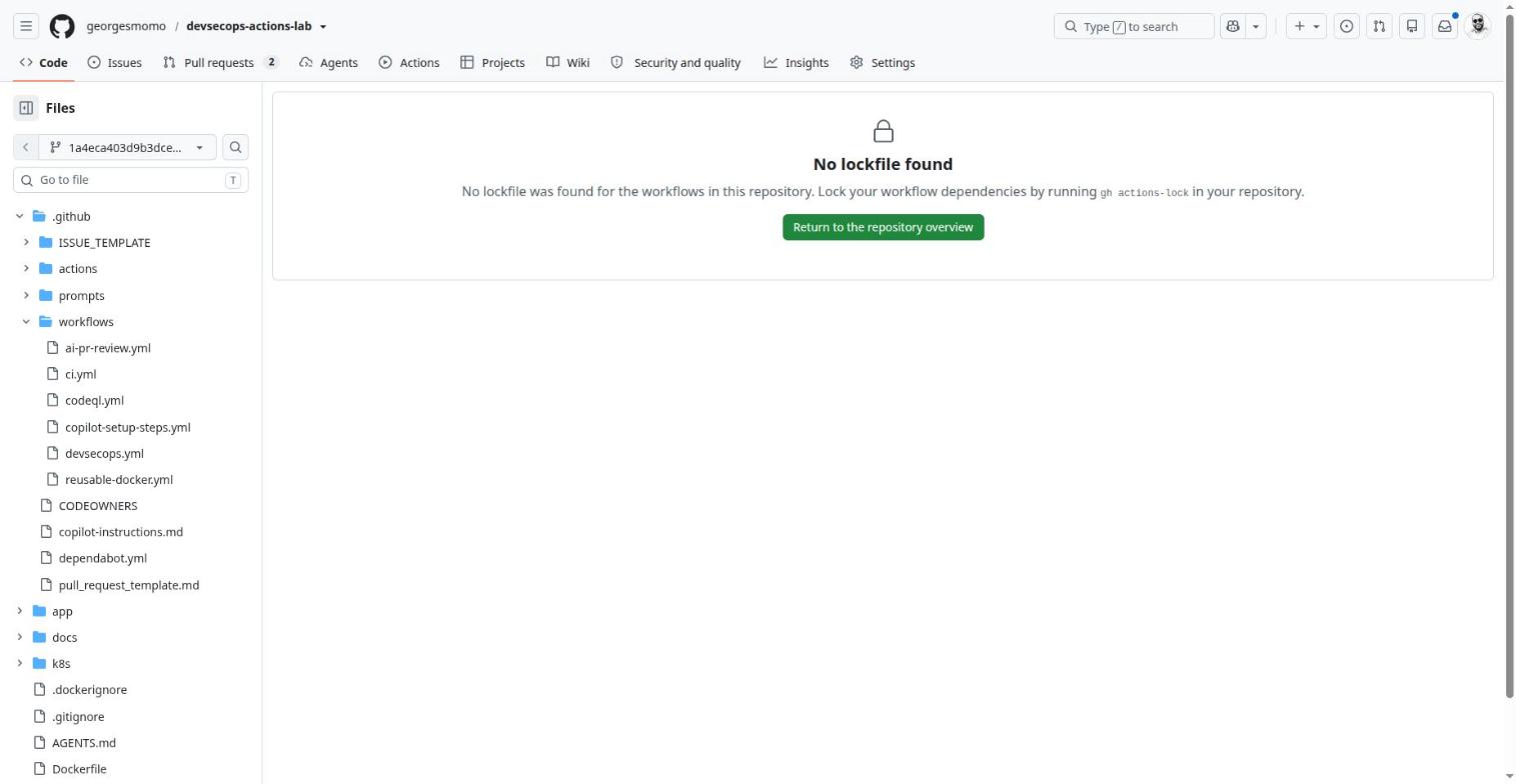 The Lockfile page of the Actions tab