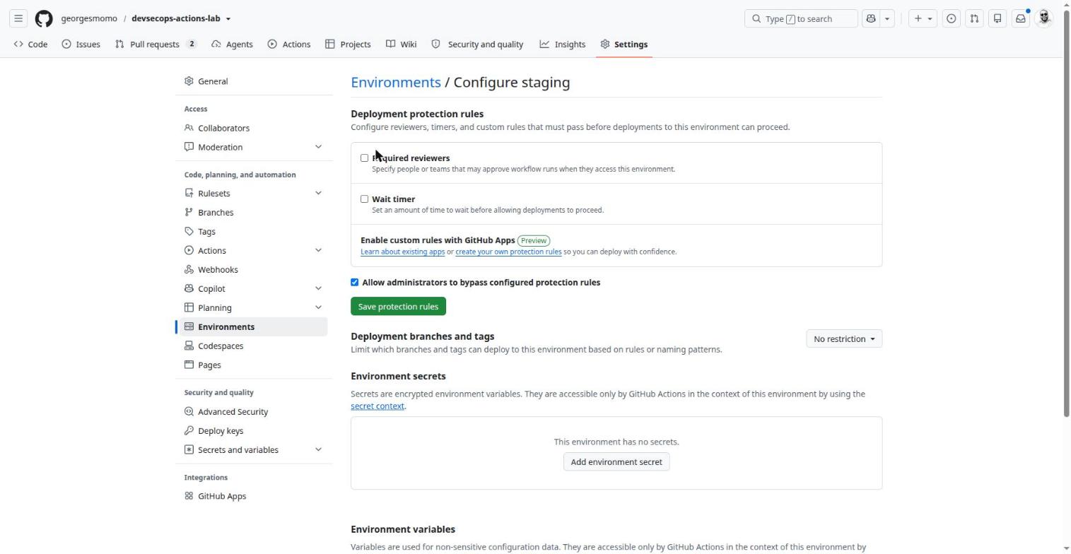 The staging environment settings with protection rules