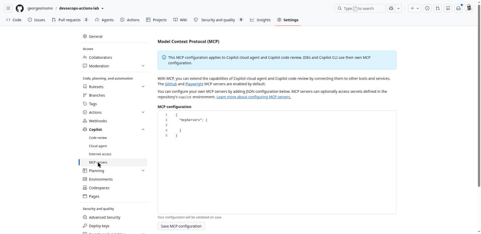 Settings, Copilot, MCP servers